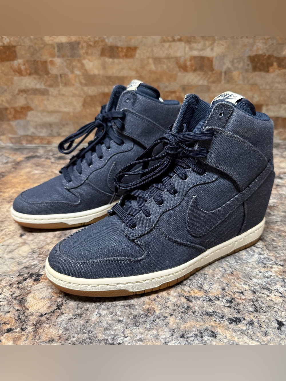 Nike Dunk Sky Hi Denim Blue Women's Size 8 Hidden Wedge 644877-400